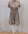 Kadın Kısa Kollu Bisiklet Yaka Desenli Süprem Elbise