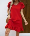 Kadın Kısa Kollu Bisiklet Yaka Fırfırlı Aerobin Elbise