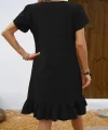 Kadın Kısa Kollu Bisiklet Yaka Fırfırlı Aerobin Elbise