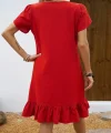 Kadın Kısa Kollu Bisiklet Yaka Fırfırlı Aerobin Elbise