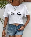 Kadın Kısa Kollu Bisiklet Yaka Göz Baskılı Süprem T-shirt