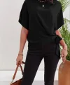 Kadın Kısa Kollu Bisiklet Yaka Yandan Bağlamalı Aerobin Bluz