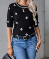 Kadın Kısa Kollu çiçek Desen Bluz