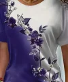 Kadın Kısa Kollu çiçek Desenli Süprem Bluz