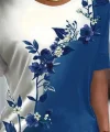 Kadın Kısa Kollu çiçek Desenli Süprem Bluz