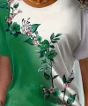 Kadın Kısa Kollu çiçek Desenli Süprem Bluz
