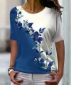 Kadın Kısa Kollu çiçek Desenli Süprem Bluz