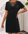 Kadın Kısa Kollu Dantel Yakalı Kısa Viskon Elbise
