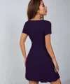 Kadın Kısa Kollu Derin Büzgülü V Yakalı Viskon Elbise