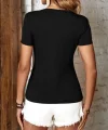 Kadın Kısa Kollu Fermuarlı Cep Detay Kaşkorse Bluz