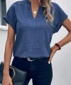 Kadın Kısa Kollu Hakim Yaka Sofya Bluz