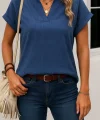 Kadın Kısa Kollu Hakim Yaka Sofya Bluz