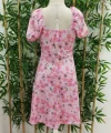 Kadın Kısa Kollu ini çiçek Baskılı Bağcık Detay üprem idi Boy Elbise