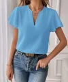 Kadın Kısa Kollu Kelebek Kollu V Yakalı Sandy Bluz