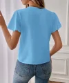 Kadın Kısa Kollu Kelebek Kollu V Yakalı Sandy Bluz