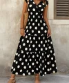 Kadın Kısa Kollu Kruvaze Yaka Beli Lastikli Süprem Maksi Boy Elbise