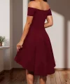 Kadın Kısa Kollu Madonna Yaka önü Kısa Arkası Uzun Ithal Krep Elbise