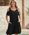 Kadın Kısa Kollu Omuz Pencere Detay Kiloş Viskon Elbise