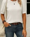 Kadın Kısa Kollu Pileli Balın Kol Bürümcük Bluz