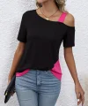 Kadın Kısa Kollu Tek Omuzu Açık Askı Detaylı Viskon Bluz