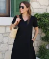 Kadın Kısa Kollu V Yaka Cepli Viskon Elbise