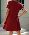 Kadın Kısa Kollu V Yaka önü Düğmeli Viskon Elbise