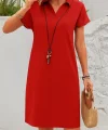 Kadın Kısa Kollu V Yakalı Bürümcük Elbise