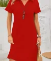 Kadın Kısa Kollu V Yakalı Bürümcük Elbise
