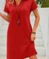 Kadın Kısa Kollu V Yakalı Bürümcük Elbise