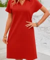 Kadın Kısa Kollu V Yakalı Bürümcük Elbise