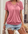 Kadın Kısa Kollu V Yakalı Büzgü Detaylı Viskon Bluz