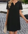 Kadın Kısa Kollu V Yakalı Kısa Janjan Krep Elbise