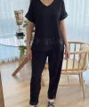 Kadın Kısa Kollu V Yakalı Pul Payetli Viskon Iki Iplik Bluz Ve Pantolon Ikili Takım