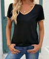 Kadın Kısa Kollu V Yakalı Viskon Bluz
