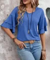 Kadın Kısa Kollu V Yakalı Viskon Bluz