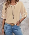 Kadın Kısa Kollu V Yakalı Viskon Bluz