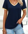 Kadın Kısa Kollu V Yakalı Viskon Bluz