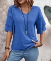 Kadın Kısa Kollu V Yakalı Viskon Bluz