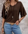 Kadın Kısa Kollu V Yakalı Viskon Bluz