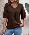 Kadın Kısa Kollu V Yakalı Viskon Bluz