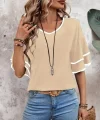 Kadın Kısa Kollu V Yakalı Viskon Bluz