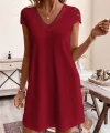 Kadın Kısa Kollu V Yakalı Viskon Elbise