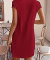 Kadın Kısa Kollu V Yakalı Viskon Elbise
