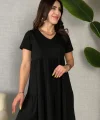 Kadın Kısa Kollu V Yakalı Viskon Elbise