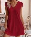 Kadın Kısa Kollu V Yakalı Viskon Elbise