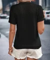 Kadın Kısa Kollu Yaka Detay Triko Bluz