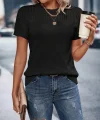 Kadın Kısa Kollu Yaka Detay Triko Bluz