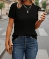 Kadın Kısa Kollu Yaka Detay Triko Bluz