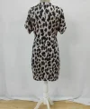 Kadın Kısa Kollu Yakalı Leopar Desenli Süprem Elbise