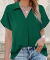 Kadın Kısa Kollu Yakalı Uzun Sandy Bluz